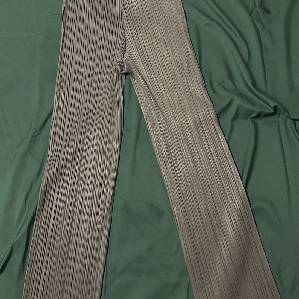 Issey Miyake Metallic Gray Wide Leg Pants